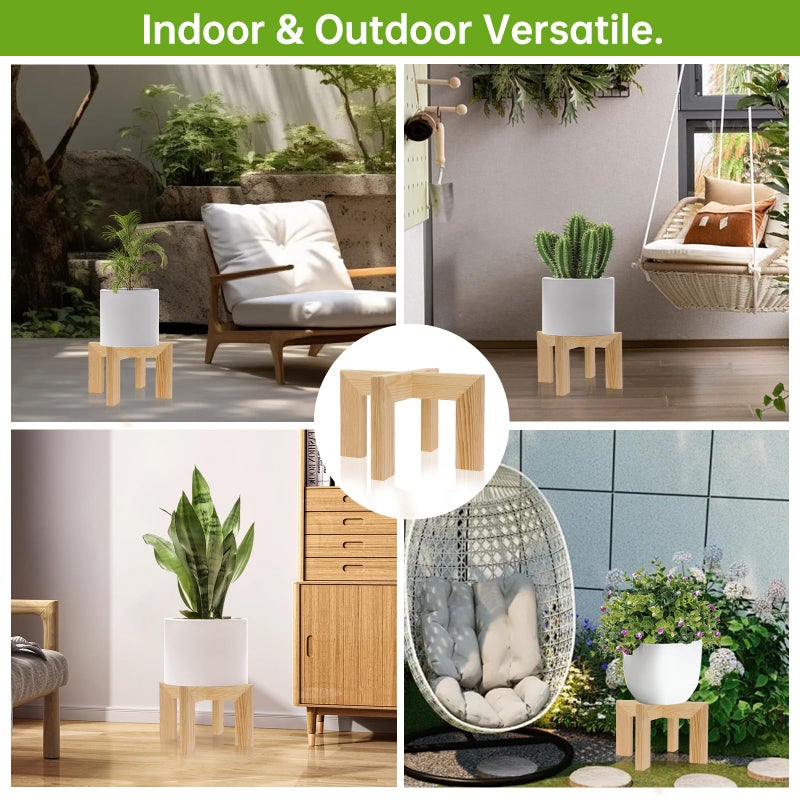 hismocal Wood Plant Stand Indoor/Outdoor for Plants  Large Size Planter Stand Holder Sturdy and Stable Flower Pot Stand Fits Most Size Flower Pots In Room (1 Pack-White) - Image 5